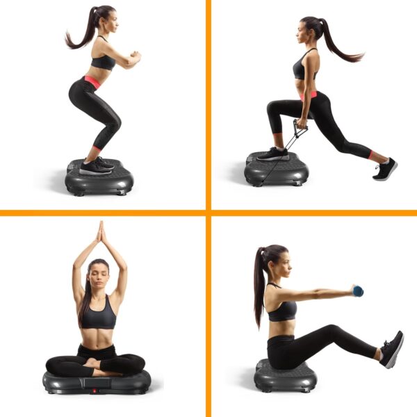 Bigzzia Vibration Plate Exercise Machine 10 Modes Whole Body Workout Vibration Fitness Platform w/ Loop Bands Jump Rope Bluetooth Speaker Home Training Equipment for Weight Loss & Toning - Image 7