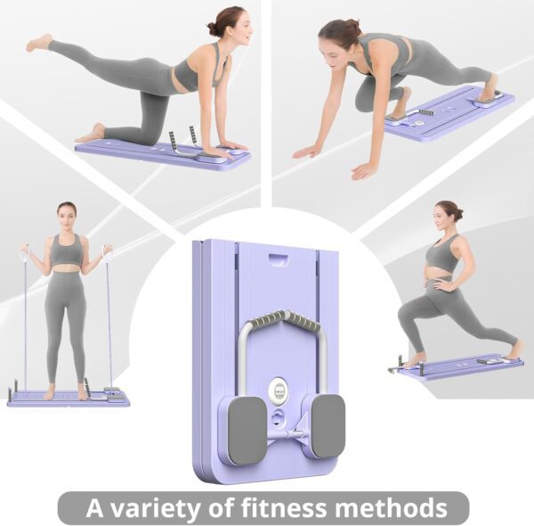 JANUA Pilates Board - 2024 Pilates Reformer Set, Multi-Purpose Foldable Pilates Reformer Board for Home, 5 in 1 Pilates Sliding Board (Purple) - Image 2