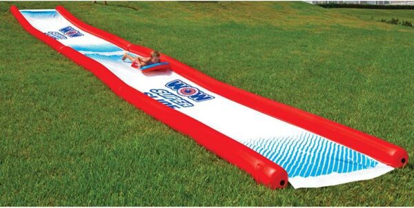 Wow Sports - Super Slide - Giant Inflatable Backyard Slide - Slip n Slide Fun for Adults & Children - Zigzag Sprinkler Design & 2 Mega Sleds - 25ft x 6 ft
