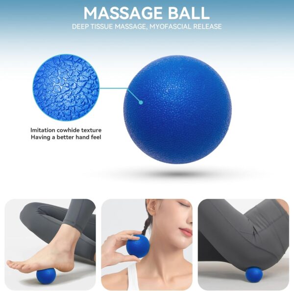 5 in 1 Foam Roller Set for Deep Tissue Muscle Massage, High Density Trigger Point Fitness Patented Exercise Foam Roller, Massage Roller, Massage Ball, Resistance Band, for Whole Body - Image 4