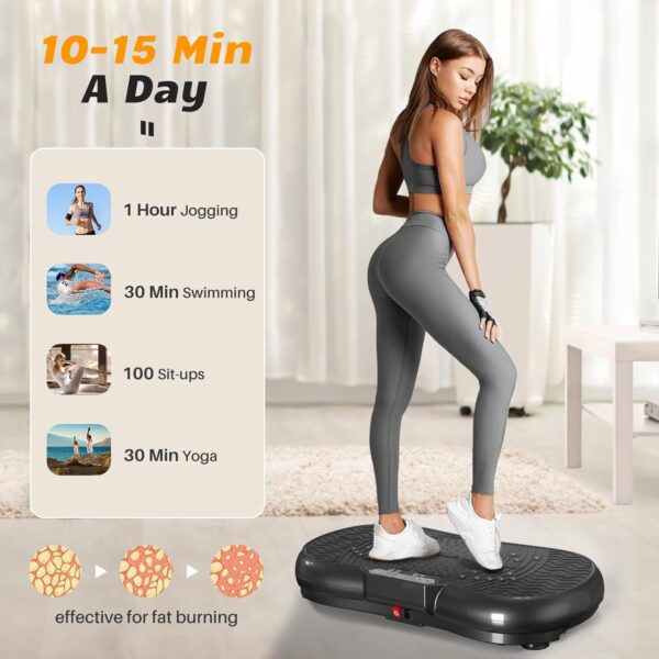 Bigzzia Vibration Plate Exercise Machine 10 Modes Whole Body Workout Vibration Fitness Platform w/ Loop Bands Jump Rope Bluetooth Speaker Home Training Equipment for Weight Loss & Toning - Image 3