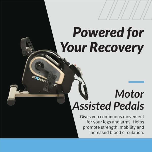 Exerpeutic 2000M Motorized Under Desk Exercise Bike - Electric Legs and Arms Pedal Exerciser - Fitness Equipment for Home Use - Remote Work Office Accessory - Black - Image 2