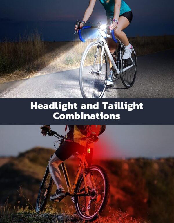 Bike Lights for Night Riding, USB Rechargeable Bike Lights Front and Back, Waterproof IP65 Bicycle Light, 4+6 Modes Bike Headlight and Tail Light Set,1.5 Hrs Fast Charging, Easy to Install - Image 2