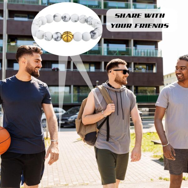 12 Pcs Sport Bracelets Team Gift Lave Stone Black White Beaded Bracelet with Inspirational Card for Football Volleyball Golf Baseball Basketball Soccer Softball Party Favor - Image 6