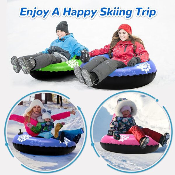 36" 3Pack /40" 2Pack Snow Tubes, Inflatable Snow Sled for Kids & Adults, Thickened Heavy Duty Hard Bottom Snow Sleds with Handles, Winter Outdoor Sports Toys for Boys Girls Family Activities - Image 7