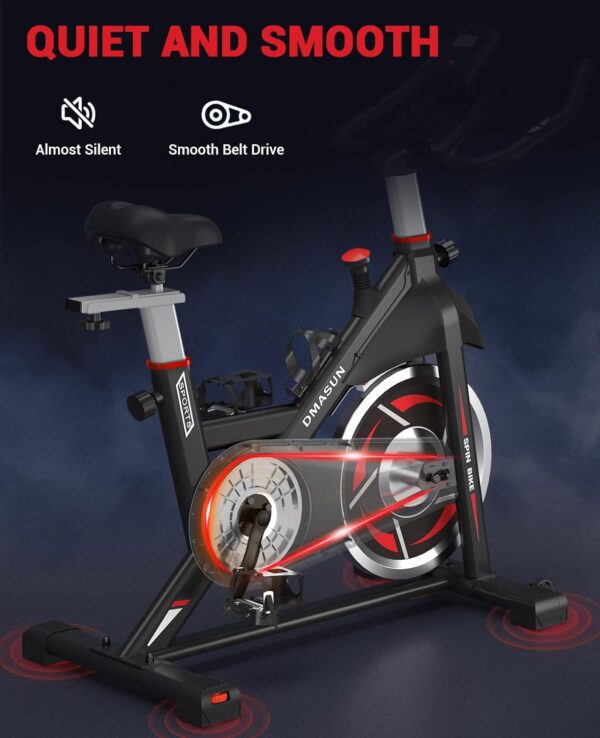 DMASUN Exercise Bike, Indoor Cycling Bike Stationary, Cycle Bike with Comfortable Seat Cushion, Digital Display with Pulse - Image 5