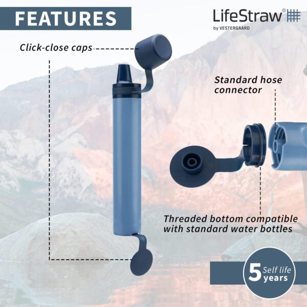 LifeStraw Peak Series Personal Water Filter for Hiking, Camping, Travel, and Emergency Preparedness, 1 Pack, Mountain Blue - Image 4