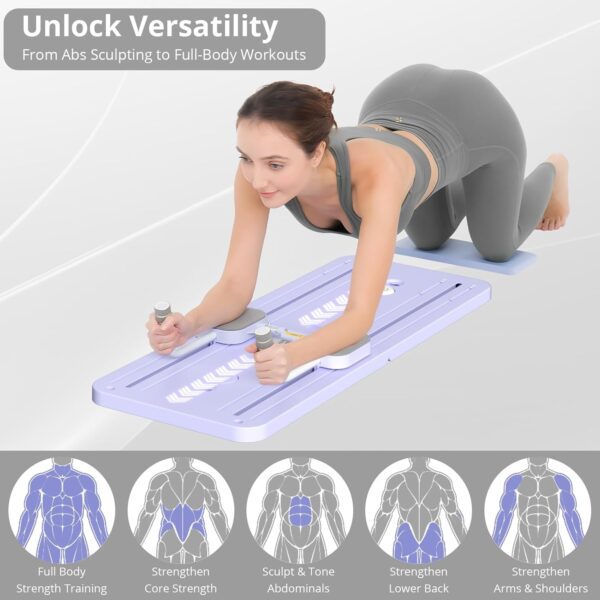 JANUA Pilates Board - 2024 Pilates Reformer Set, Multi-Purpose Foldable Pilates Reformer Board for Home, 5 in 1 Pilates Sliding Board (Purple) - Image 3