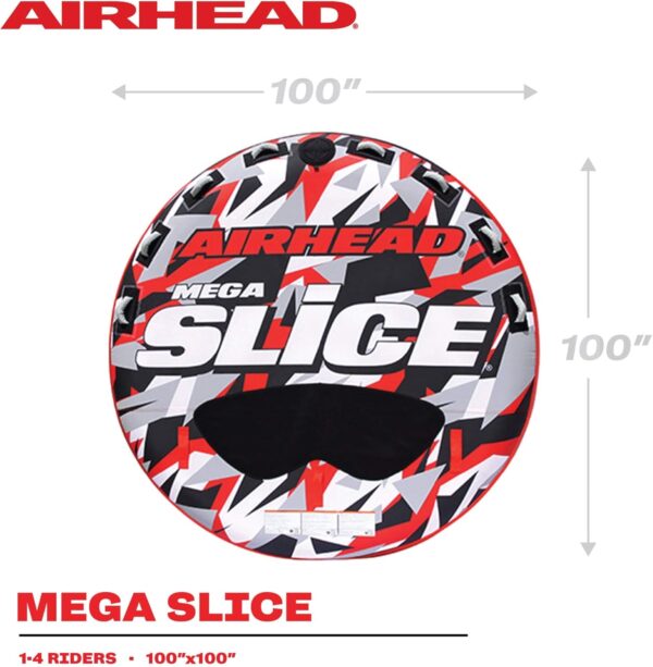 Airhead Slice Towable 2-4 Rider Models, Tube for Boating and Water Sports, Heavy Duty Full Nylon Cover with Zipper, EVA Foam Pads, and Patented Speed Safety Valve for Easy Inflating & Deflating - Image 6