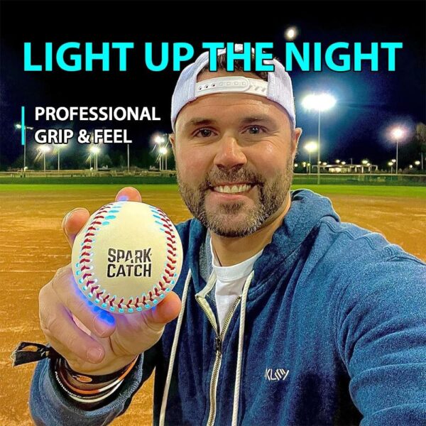 SPARK CATCH Light Up Baseball, Glow in The Dark Baseball, Sports Gear Accessories Gifts for Boys 8 9 10 11 12 13 14 15 Years Old, Kids Teens All Ages Gift Ideas - Image 5