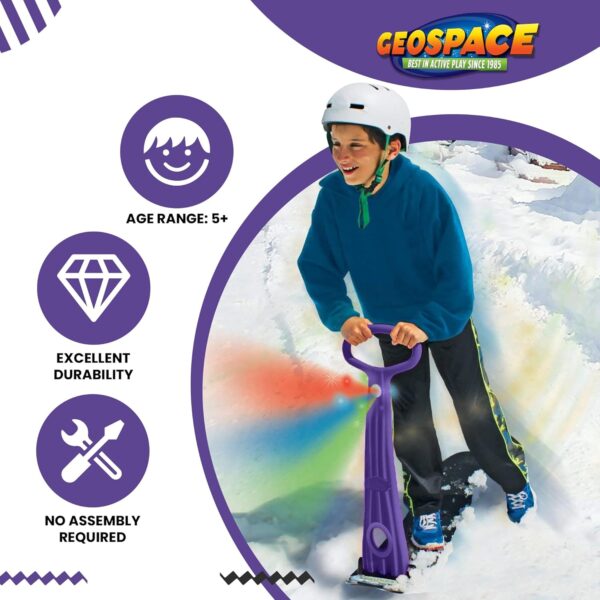 Geospace Winter Fun Ski Skate, Foldable Snow Scooter, Ski Skooter, Snow Sled, and Kids Snowboard with LED Light – Multi-Purpose Portable Sandboard, Snow Skate, and Kids/Teenager Sled for All Ages - Image 2