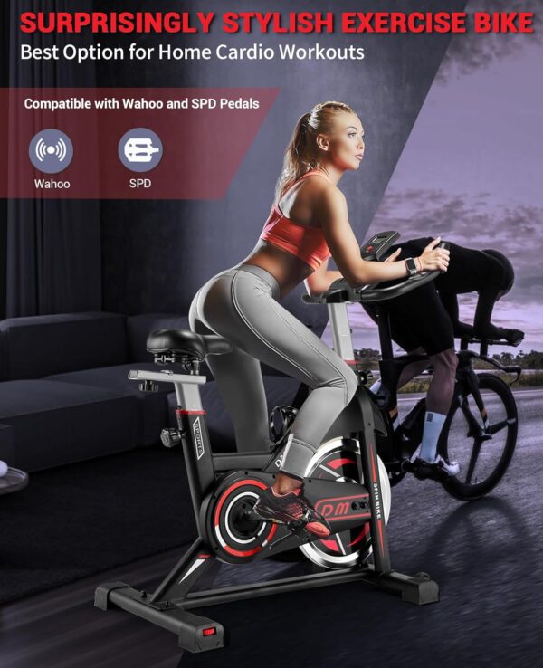 DMASUN Exercise Bike, Indoor Cycling Bike Stationary, Cycle Bike with Comfortable Seat Cushion, Digital Display with Pulse - Image 7