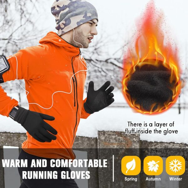 Running Gloves Touchscreen Anti-Slip Gloves Lightweight Fleece Sports Gloves Warm Windproof Winter Glove Liner for Men and Women Outdoor - Image 2