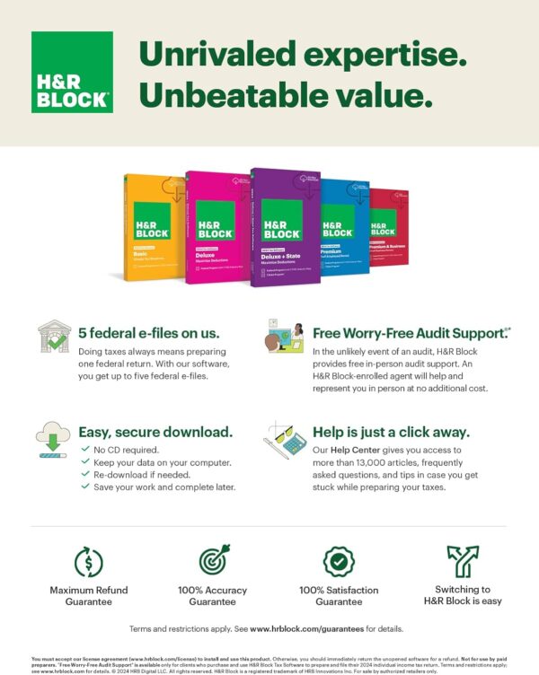 H&R Block Tax Software Deluxe + State 2024 with Refund Bonus Offer (Amazon Exclusive) Win/Mac [PC/Mac Online Code] - Image 4