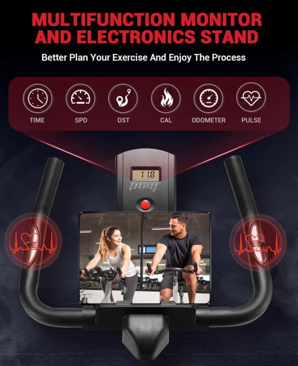 DMASUN Exercise Bike, Indoor Cycling Bike Stationary, Cycle Bike with Comfortable Seat Cushion, Digital Display with Pulse - Image 4