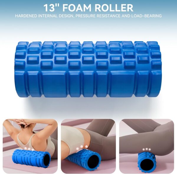 5 in 1 Foam Roller Set for Deep Tissue Muscle Massage, High Density Trigger Point Fitness Patented Exercise Foam Roller, Massage Roller, Massage Ball, Resistance Band, for Whole Body - Image 2