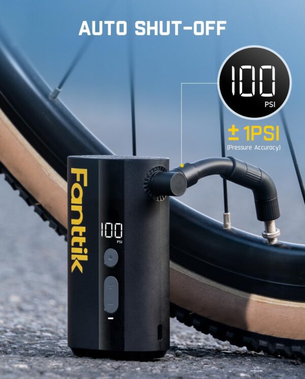 Fanttik X9 Ace Mini Bike Tire Pump, 32s Fast Inflate Bike Pump with Guage, 150PSI Electric Air Pump with Presta and Schrader Valve, Suitable for Road Bike, Mountain Bike, E-Bike, City Bike - Image 5