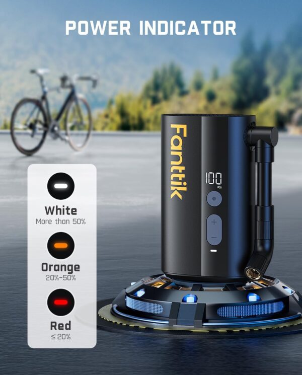 Fanttik X9 Ace Mini Bike Tire Pump, 32s Fast Inflate Bike Pump with Guage, 150PSI Electric Air Pump with Presta and Schrader Valve, Suitable for Road Bike, Mountain Bike, E-Bike, City Bike - Image 8