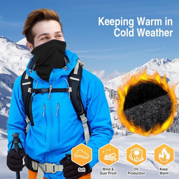 2 Pack Winter Neck Gaiter Warmer for Men&Women,Windproof Face Cover Fleece Face Mask Scarf for Cold Weather Sport - Image 2