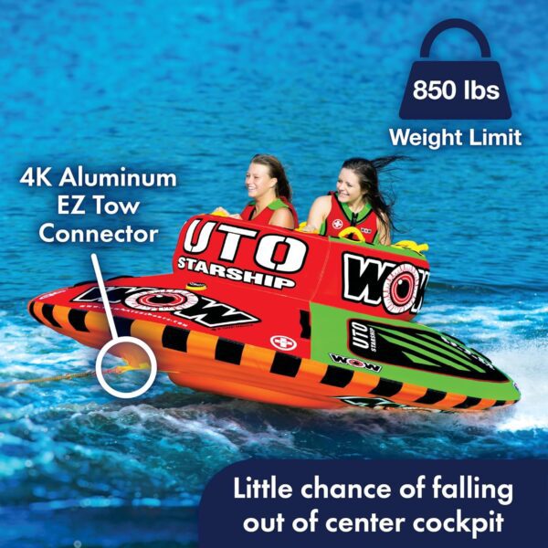 WOW Sports – UTO Starship Towable Tube for Boating – 1-5 Person 850 lbs Capacity – Inflatable Boat Tube for Water Sports – Youth & Adults. - Image 3