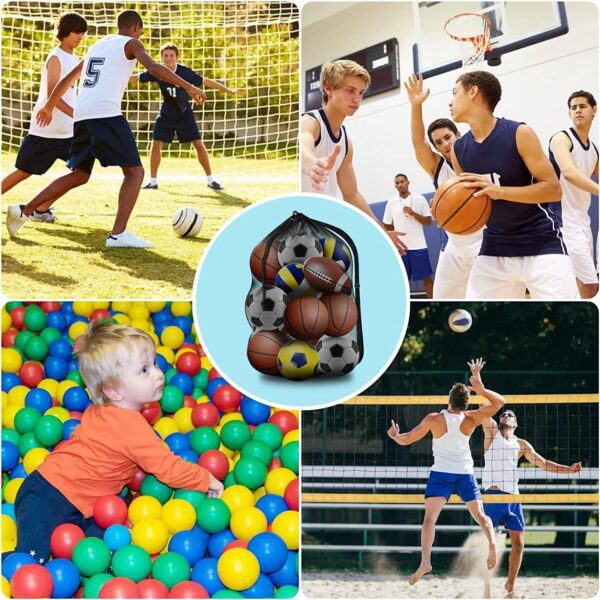 BROTOU Extra Large Sports Ball Bag Mesh, Basketball Bags Team Balls, Adjustable Shoulder Strap, Team Work Ball Bags for Holding Soccer, Football, Volleyball, Swimming Gear (30” x 40”) - Image 7