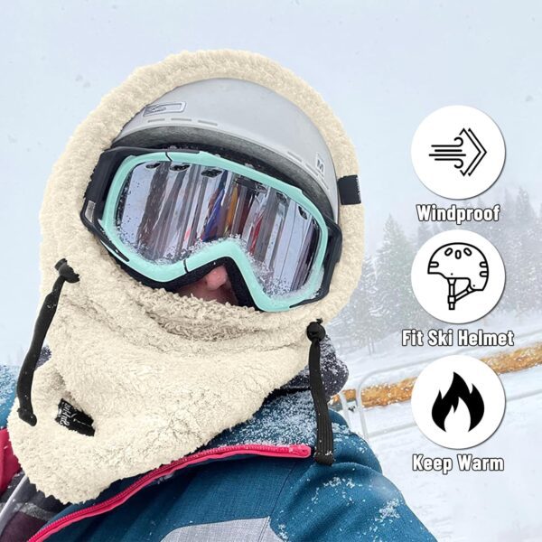 Senllen Balaclava Cold Weather Fleece Windproof Ski Mask Winter Breathable Thermal Face Mask Neck Warmer Scarf Helmet Hood - Image 3