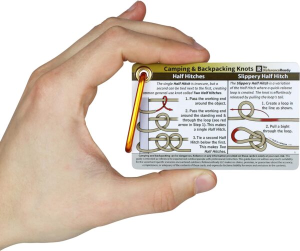 Outdoor Knots - Waterproof Knot Tying Cards with Mini Carabiner - Includes 22 Rope Knots for Camping, Backpacking, & Scouting Scenarios - Image 6