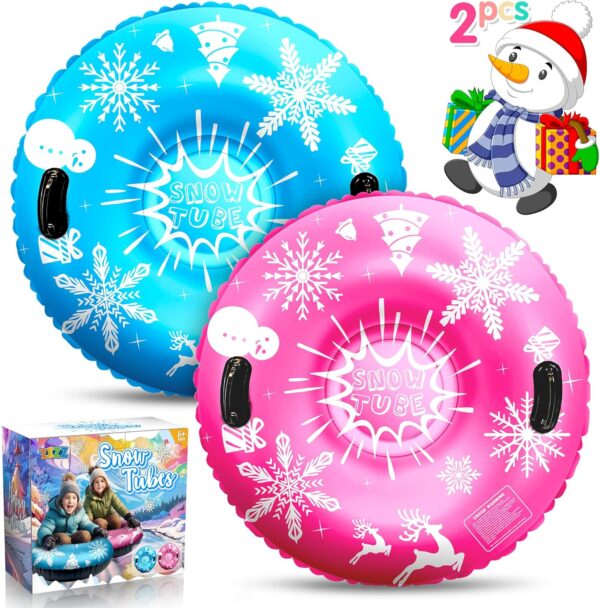 ZIZZ Snow Tubes for Kids Adult -36'' Heavy Duty Inflatable Snow Sleds for Toddler Kids Adult Sledding Toys Outdoor Sport Activities Gift for Boys Girls Winter Sport Toys Suppiles