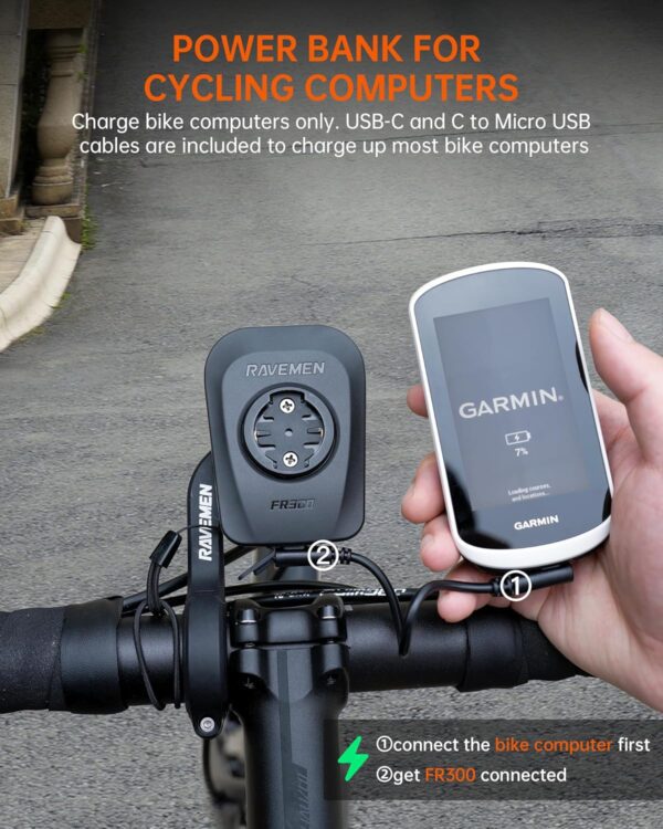 RAVEMEN FR300 Compatible with Garmin/Wahoo Bike Computer, 300 Lumen Warning Flashing 6 Modes Cycling Computer Accessories with Auto On Off, USB C Rechargeable for Road Bike (Patent Protected) - Image 6