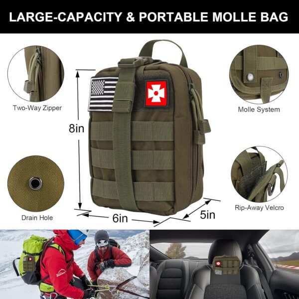 Survival Kit and First Aid kit,Emergency Supplies Camping Accessories with Upgraded Molle Bag, Gifts for Men and Women Outdoor Adventure Camping Hiking Hunting - Image 2