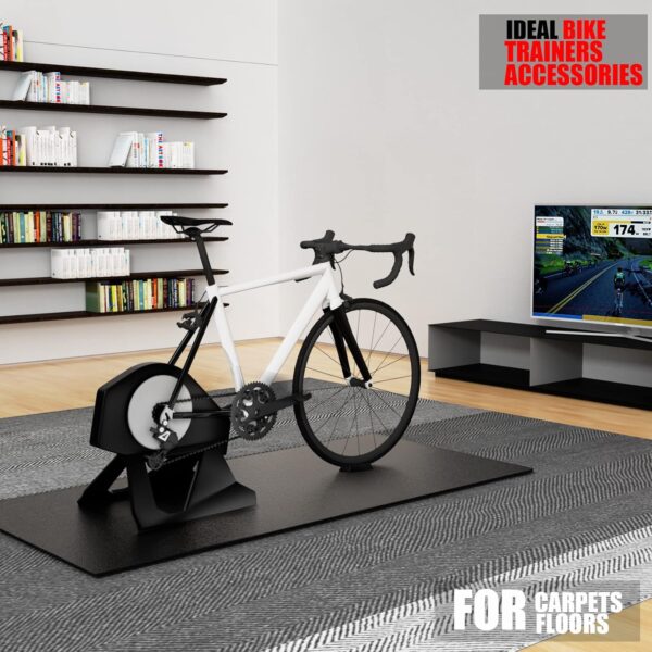 Bike Mat Compatible with Peloton Bike Elliptical Treadmill Mat, 6mm Thick, Under Exercise Bike Trainer Mat Pad for Stationary Indoor Spin Bike,Hardwood Floor Carpet Black Gym Equipment Mat - Image 7