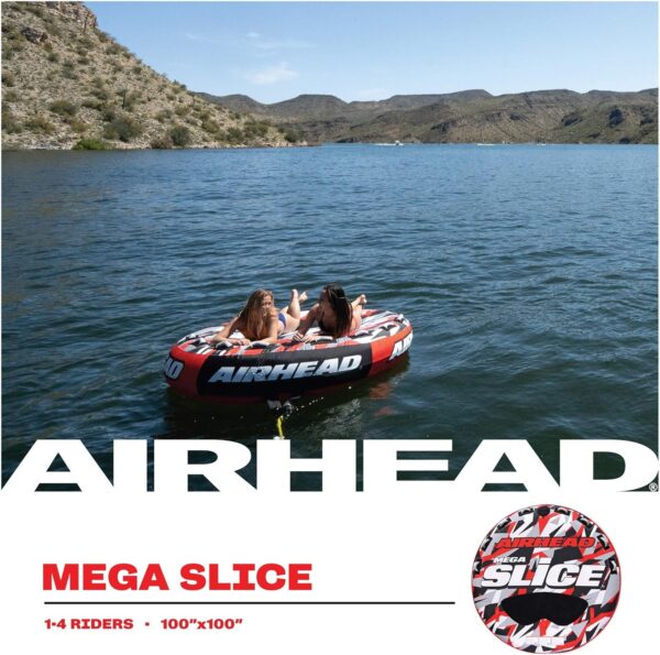 Airhead Slice Towable 2-4 Rider Models, Tube for Boating and Water Sports, Heavy Duty Full Nylon Cover with Zipper, EVA Foam Pads, and Patented Speed Safety Valve for Easy Inflating & Deflating - Image 4