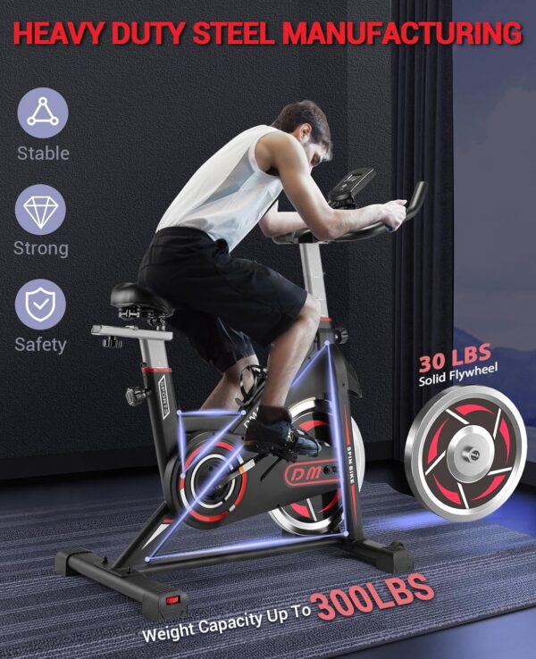 DMASUN Exercise Bike, Indoor Cycling Bike Stationary, Cycle Bike with Comfortable Seat Cushion, Digital Display with Pulse - Image 2