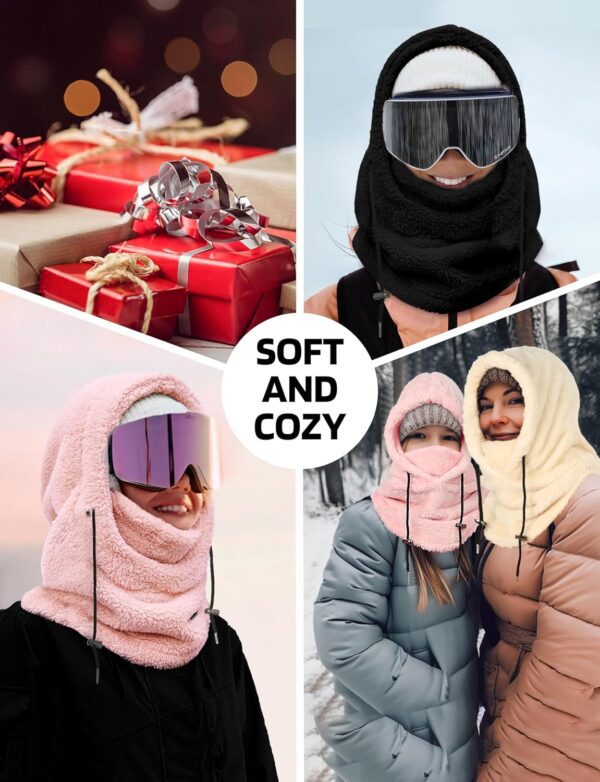 Balaclava Winter Ski Mask for Men Women, Fleece Face Mask Women Hat Neck Windproof Hooded Scarf Cold Weather Warm Face Cover - Image 6