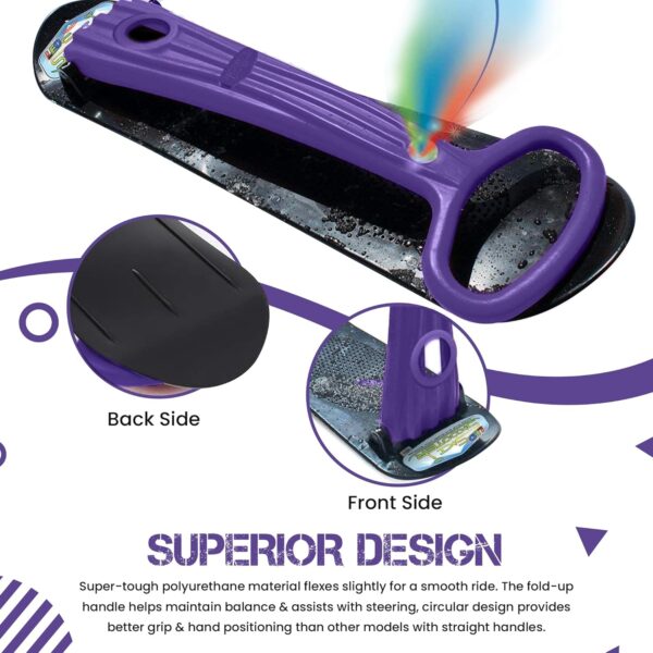Geospace Winter Fun Ski Skate, Foldable Snow Scooter, Ski Skooter, Snow Sled, and Kids Snowboard with LED Light – Multi-Purpose Portable Sandboard, Snow Skate, and Kids/Teenager Sled for All Ages - Image 3