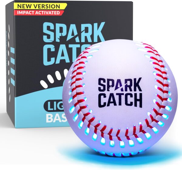 SPARK CATCH Light Up Baseball, Glow in The Dark Baseball, Sports Gear Accessories Gifts for Boys 8 9 10 11 12 13 14 15 Years Old, Kids Teens All Ages Gift Ideas