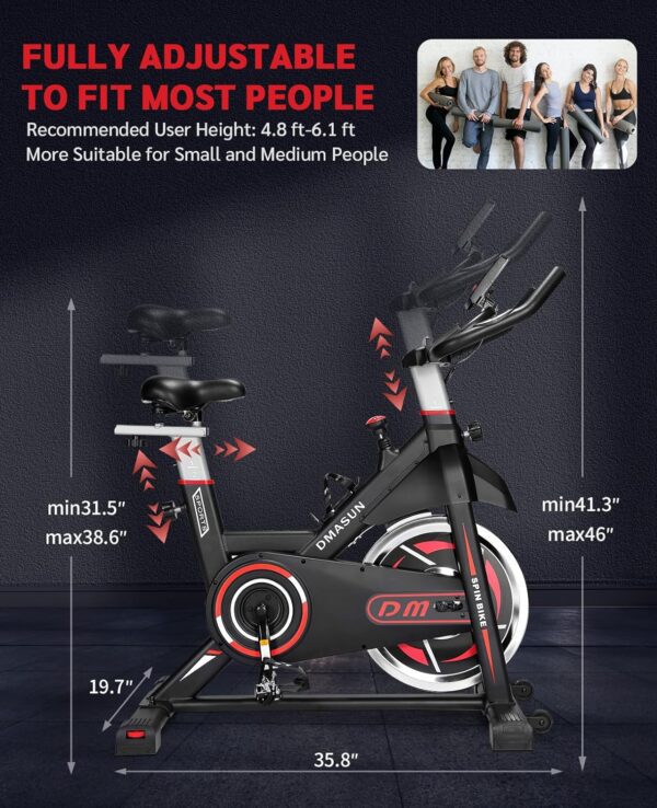 DMASUN Exercise Bike, Indoor Cycling Bike Stationary, Cycle Bike with Comfortable Seat Cushion, Digital Display with Pulse - Image 6