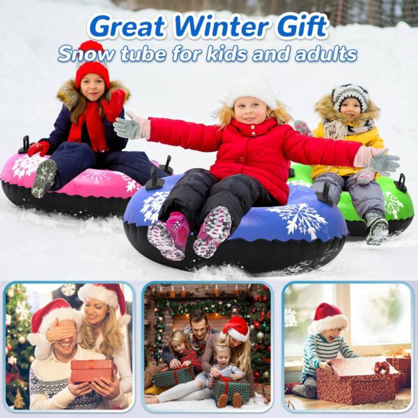 36" 3Pack /40" 2Pack Snow Tubes, Inflatable Snow Sled for Kids & Adults, Thickened Heavy Duty Hard Bottom Snow Sleds with Handles, Winter Outdoor Sports Toys for Boys Girls Family Activities - Image 4