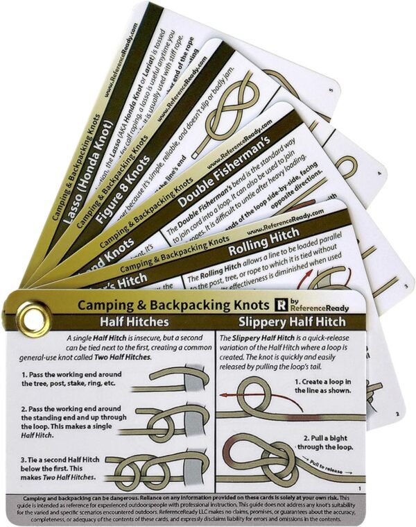 Outdoor Knots - Waterproof Knot Tying Cards with Mini Carabiner - Includes 22 Rope Knots for Camping, Backpacking, & Scouting Scenarios - Image 8