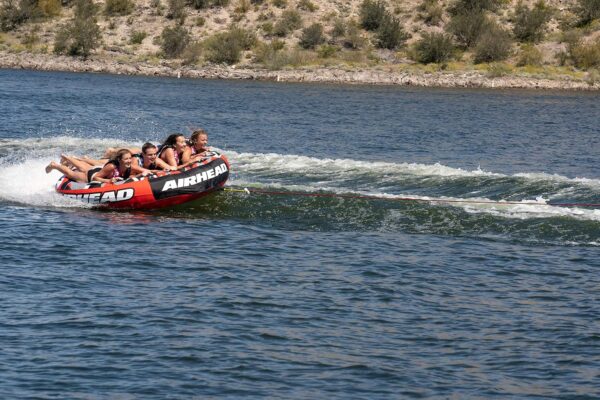 Airhead Slice Towable 2-4 Rider Models, Tube for Boating and Water Sports, Heavy Duty Full Nylon Cover with Zipper, EVA Foam Pads, and Patented Speed Safety Valve for Easy Inflating & Deflating - Image 8