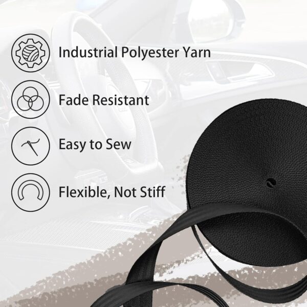 Polyester Webbing Strap 16+Colors – 1"&1.5"&1.9" – 16.5 25 33 55 Yards Heavy Duty Webbing Roll, Flat Webbing Strap for Indoor&Outdoor Gear, Climbing, DIY Crafting, Repairing - Image 3