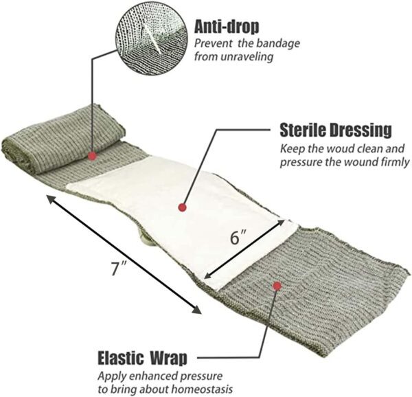 6" Israeli Style Emergency Bandage, Compression Trauma Wound Dressing, Medical Sterile Vacuum Sealed, Combat Tactical First Aid Kit IFAK Supplies, FSA HSA Eligible, 2 Count - Image 2