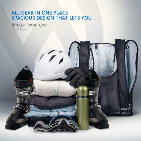OutdoorMaster Boot Bag - 50L Ski Boots and Snowboard Boots Bag, Excellent for Travel with Waterproof Exterior & Bottom - for Men, Women and Youth - Image 3