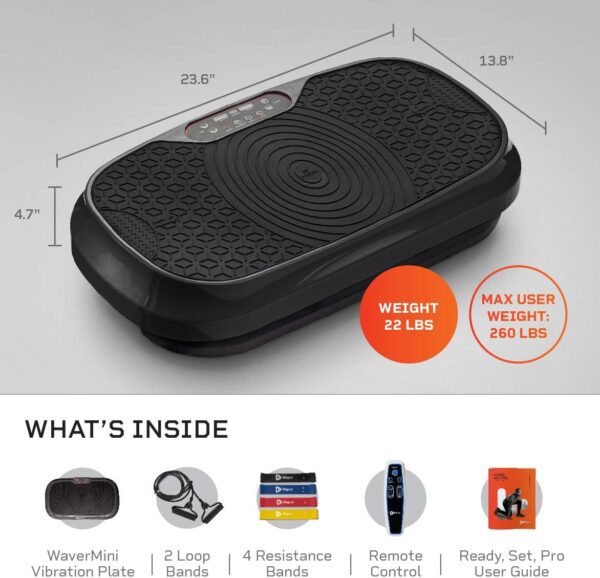 LifePro Waver Mini Vibration Plate Exercise Machine – Portable Full Body Vibration Platform for Home & Travel Workouts, Weight Loss, Toning & Wellness, with 2 Loop Bands & 4 Resistance Bands - Image 2