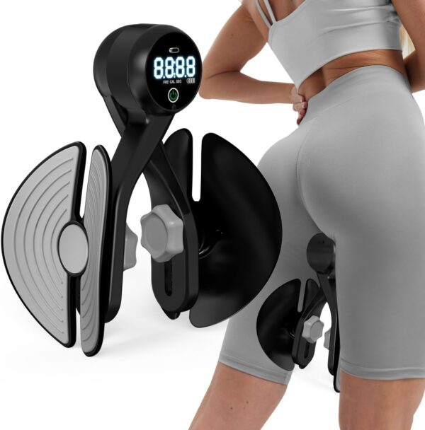 Thigh Master Thigh Exerciser, Kegel Exerciser for Pelvic Floor Muscle, Inner Thigh Exerciser for Butt, Arm, Leg Workout, 4 Levels Adjustable Resistance, Exercise Equipment with Counter Rechargeable