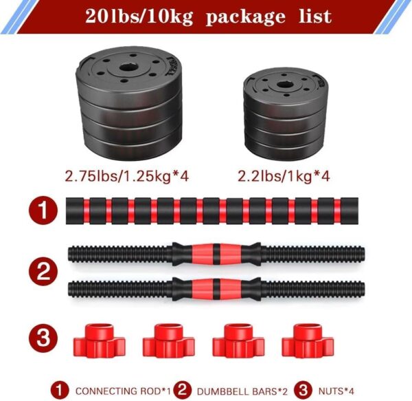 Adjustable-Dumbbells-Sets,Free Weights-Dumbbells Set of 2 Convertible To Barbell A Pair of Lightweight for Home Gym,Women and Men Equipment - Image 2