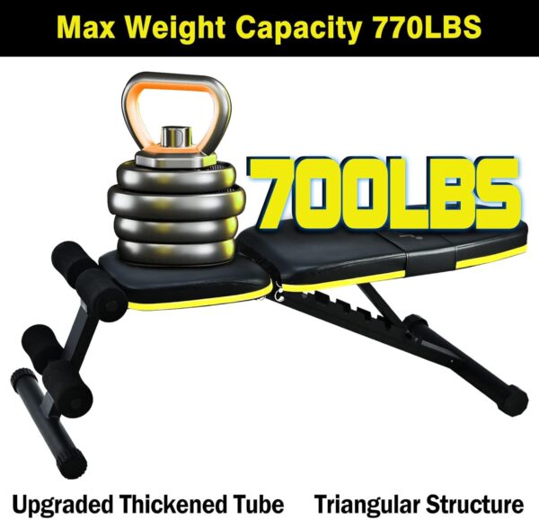 Teclor Adjustable Weight Bench, Foldable Workout Benches for Home Gym, 10 Backrest Position Exercise Bench for Strength Training, Upgraded Thickened Steel Support Max Capacity 700LBs - Image 4