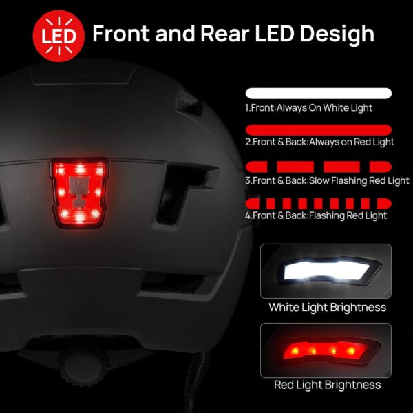 ILM Adult Bike Helmet with USB Rechargeable LED Front and Back Light Mountain&Road Bicycle Helmets for Men Women Removable Goggle Cycling Helmet E3-10L - Image 2