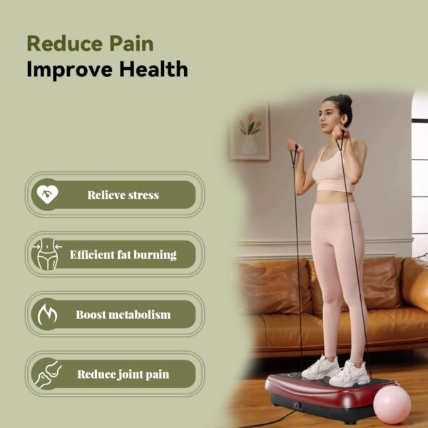 UCIN Vibration Plate Exercise Machine, Vibration Plate for Lymphatic Drainage, 10 Preset Mode & Manual Mode Vibration Plate for Weight Loss, Home Gym Exercise Equipment w/Pilates Ball - Image 2
