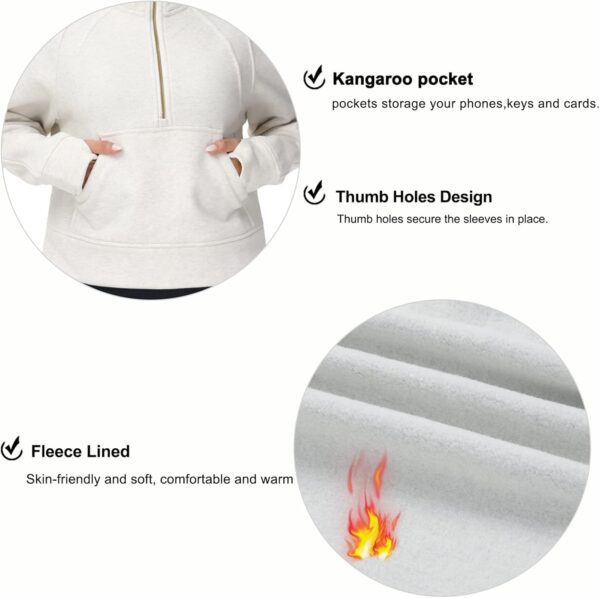 THE GYM PEOPLE Womens' Hoodies Half Zip Long Sleeve Fleece Crop Pullover Sweatshirts with Pockets Thumb Hole - Image 5